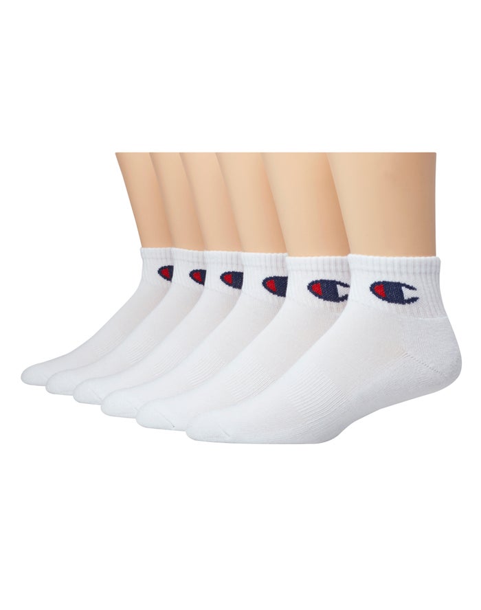 Champion Ankle C Logo 6-Pairs White Socks Womens - South Africa TGNEIJ756
